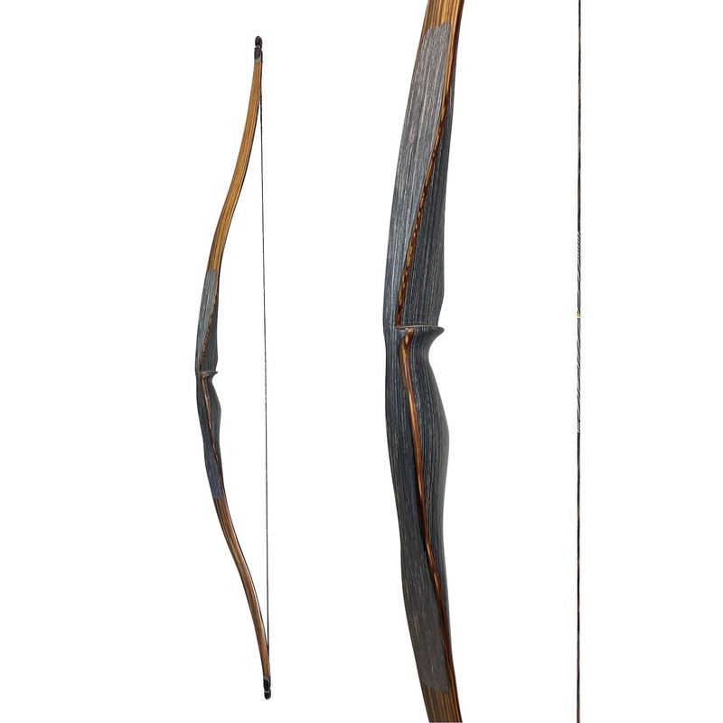 SN #26184B RH 62" Damon Howatt Savannah Stealth (Medium Grey W/Clear Glass + Zebra Wood) RH 40# (62" AMO) 8/10 BLEM (ONLY 1 LEFT IN STOCK — READY TO SHIP)