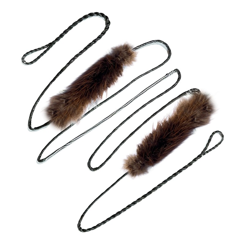 60" AMO Full-Flemish BCY RECURVE String (BLACK/GREY 14-Strand Full Flemish — Pre-Stretched With/Pre-Woven Beaver-Fur Style Silencers) Works Super Diablo + Super ELITE + Other 60" AMO Bows