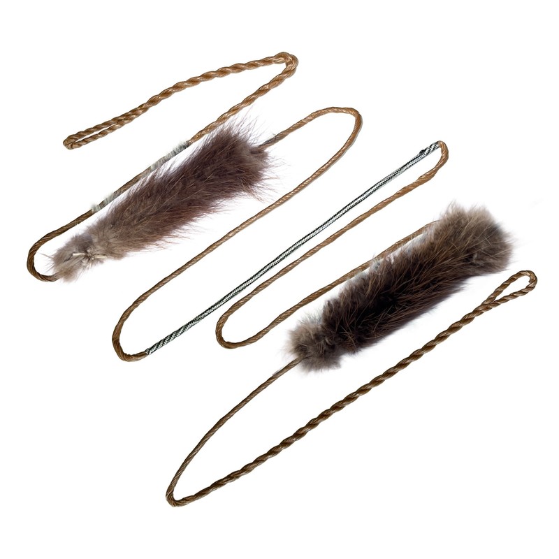60" AMO Full-Flemish BCY RECURVE String (BROWN/BLACK 14-Strand Full Flemish — Pre-Stretched With/Pre-Woven Beaver-Fur Style Silencers) Works Super Diablo + Super ELITE + Other 60" AMO Bows